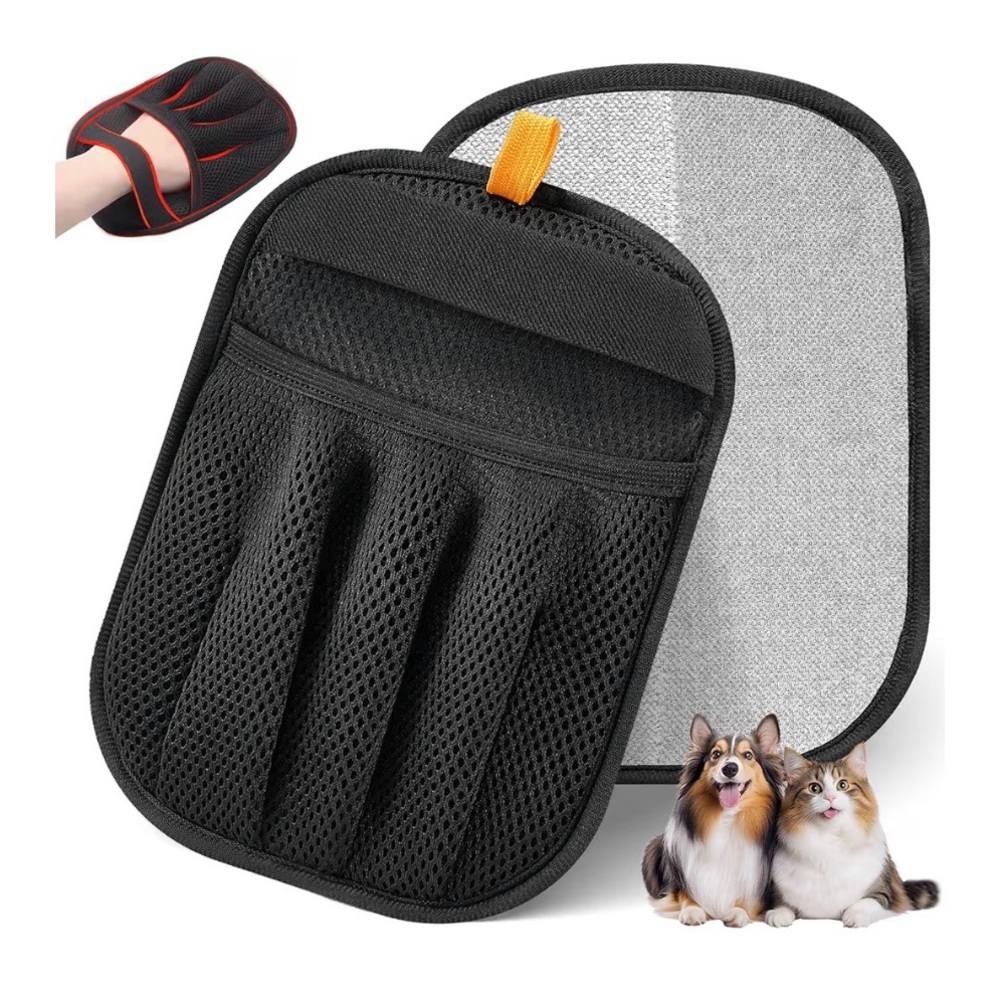 Reusable Lint Remover Glove, Washable, Double Layered, Black/Gray